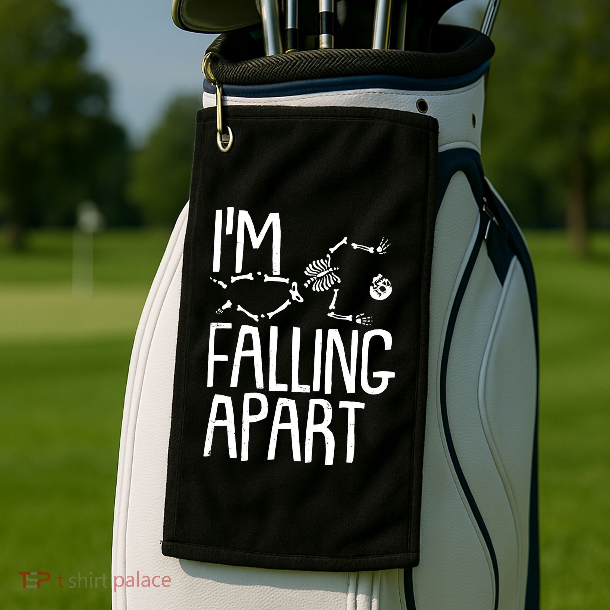 Funny Halloween Skeleton I'm Falling Apart Golf Towel