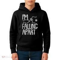 Funny Halloween Skeleton I'm Falling Apart Kids Hoodie thumb 4