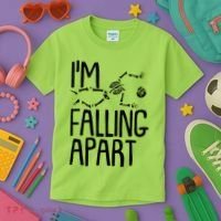 Funny Halloween Skeleton I'm Falling Apart Kids T-Shirt thumb 3
