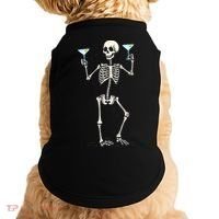 Funny Halloween Skeleton Drinking Martini Cocktail Doggie Tank thumb 0