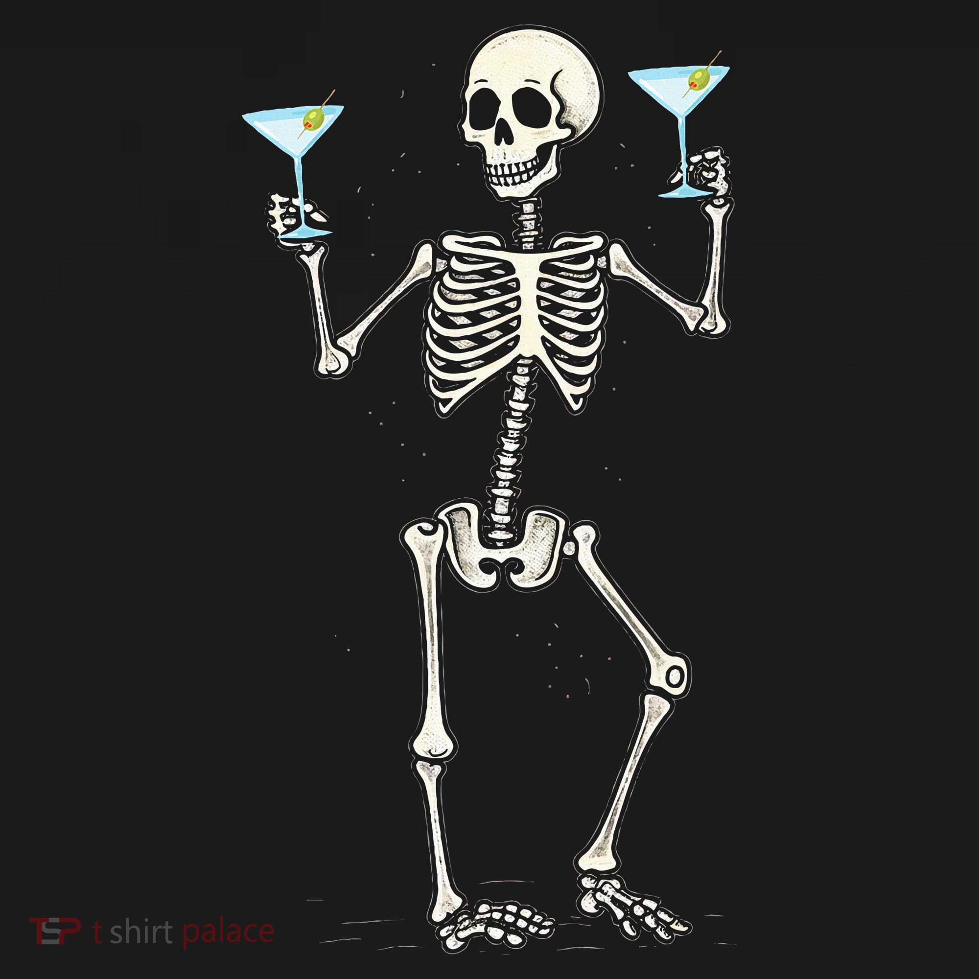 Funny Halloween Skeleton Drinking Martini Cocktail Doggie Tank