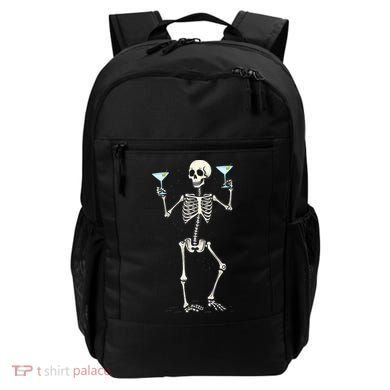 Funny Halloween Skeleton Drinking Martini Cocktail Backpack