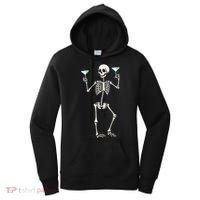 Funny Halloween Skeleton Drinking Martini Cocktail Women's Hoodie thumb 0