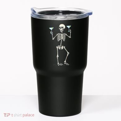 Funny Halloween Skeleton Drinking Martini Cocktail Tumbler