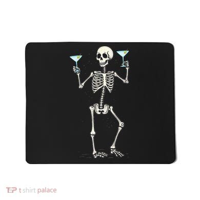 Funny Halloween Skeleton Drinking Martini Cocktail Mousepad