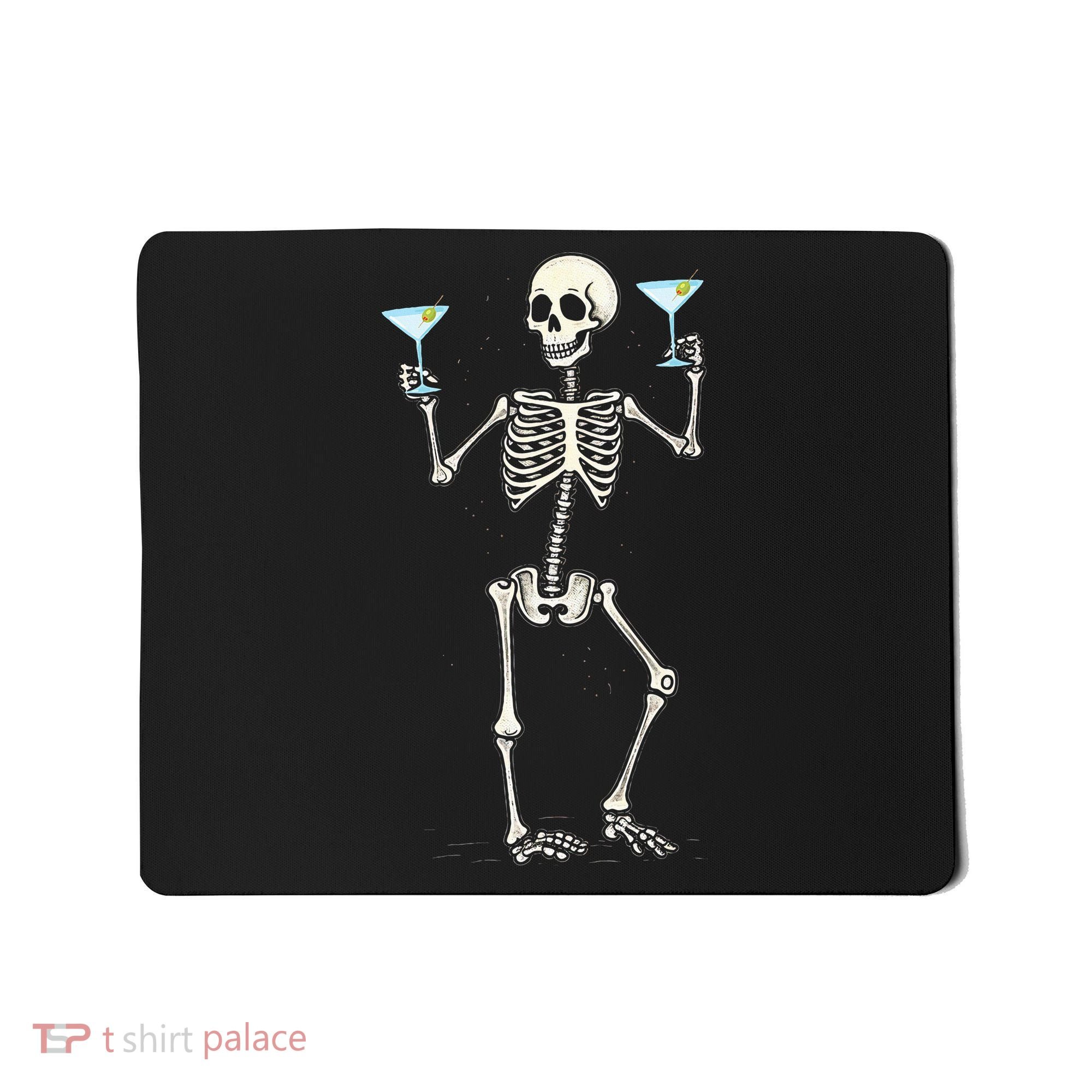 Funny Halloween Skeleton Drinking Martini Cocktail Mousepad