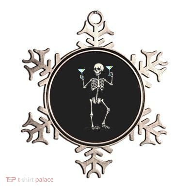 Funny Halloween Skeleton Drinking Martini Cocktail Ornament