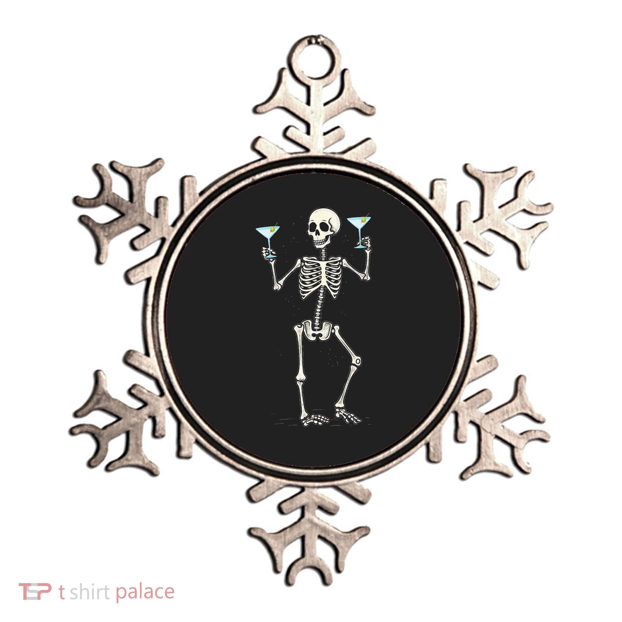 Funny Halloween Skeleton Drinking Martini Cocktail Ornament