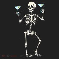 Funny Halloween Skeleton Drinking Martini Cocktail Golf Towel thumb 3