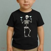 Funny Halloween Skeleton Drinking Martini Cocktail Toddler T-Shirt thumb 2