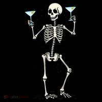 Funny Halloween Skeleton Drinking Martini Cocktail Kids Long Sleeve Shirt thumb 2