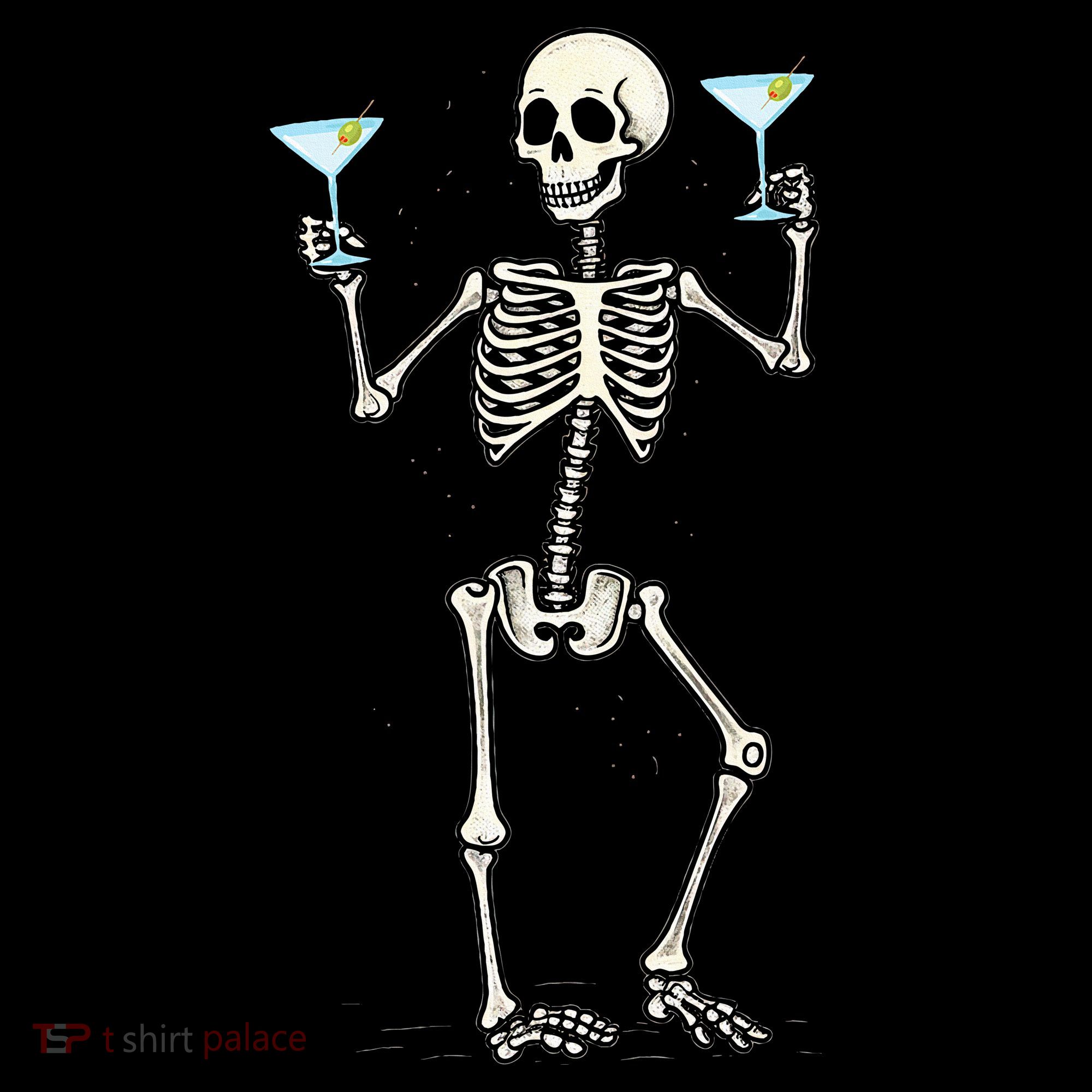 Funny Halloween Skeleton Drinking Martini Cocktail Kids T-Shirt