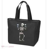 Funny Halloween Skeleton Drinking Martini Cocktail Tote Bag thumb 3