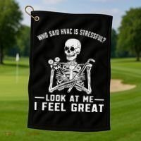 Funny Hvac Tech Ac Repairman Technician Golf Towel thumb 1