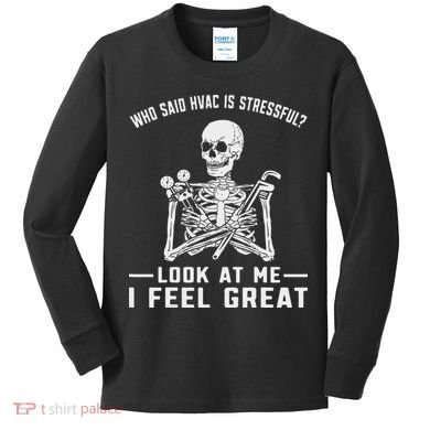 Funny Hvac Tech Ac Repairman Technician Kids Long Sleeve Shirt
