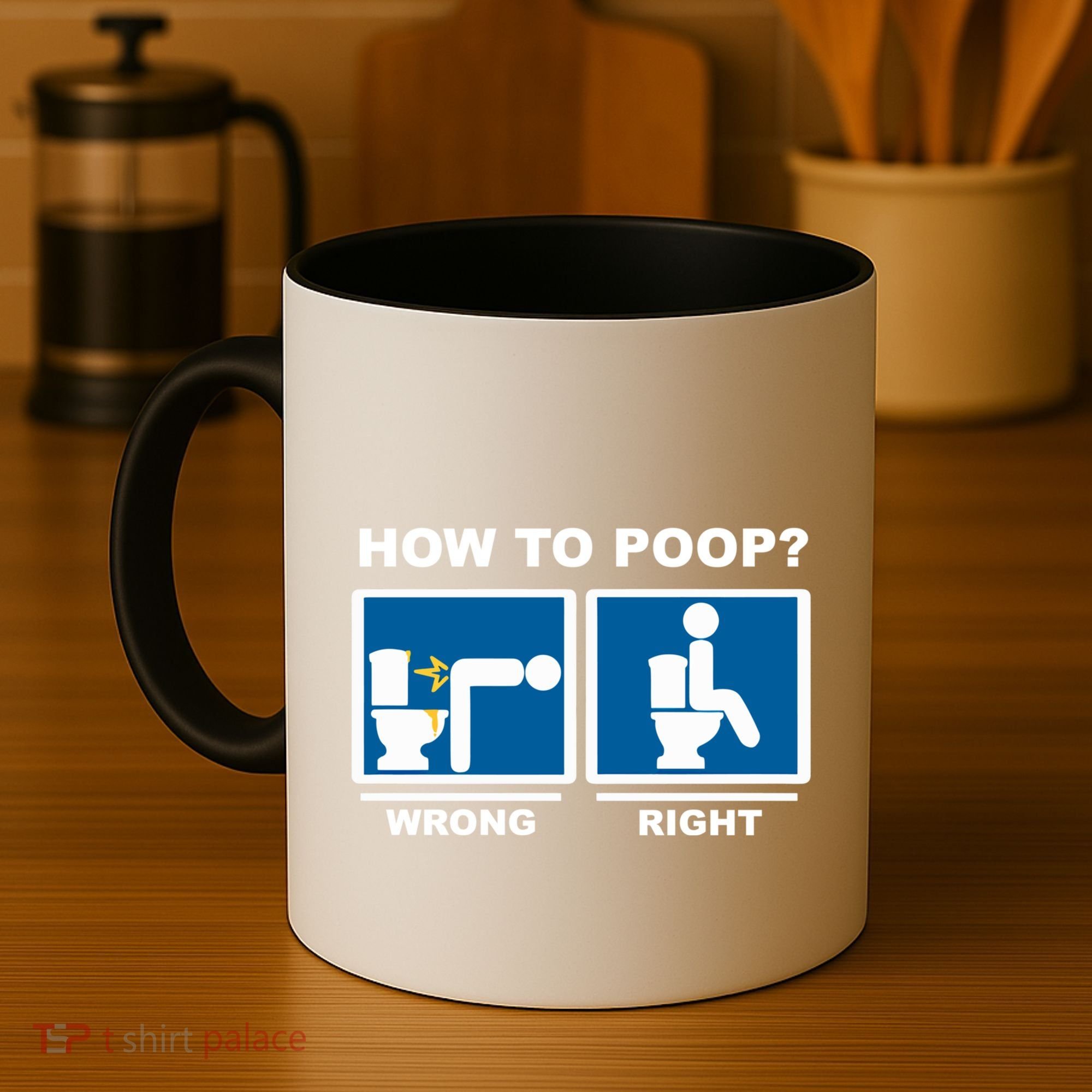 Funny How To Poop Pooping Position Coffee Mug