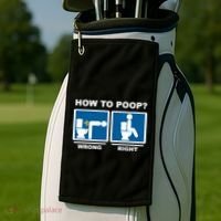 Funny How To Poop Pooping Position Golf Towel thumb 2