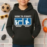 Funny How To Poop Pooping Position Kids Hoodie thumb 2