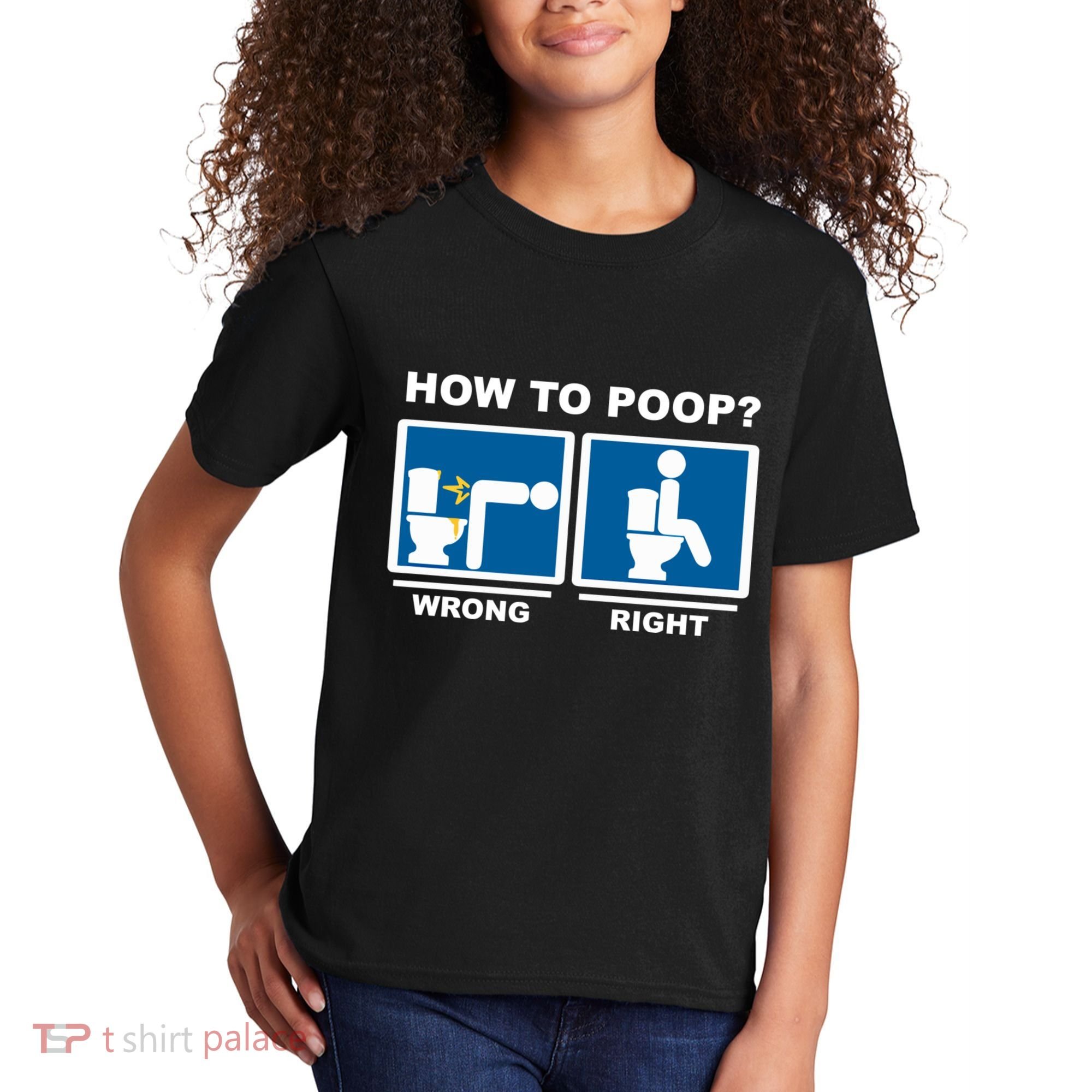 Funny How To Poop Pooping Position Kids T-Shirt