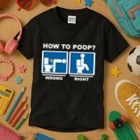 Funny How To Poop Pooping Position Kids T-Shirt thumb 3