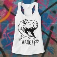 Funny Hangry T Rex Dinosaur Lover Gift Women's Tank Top thumb 3