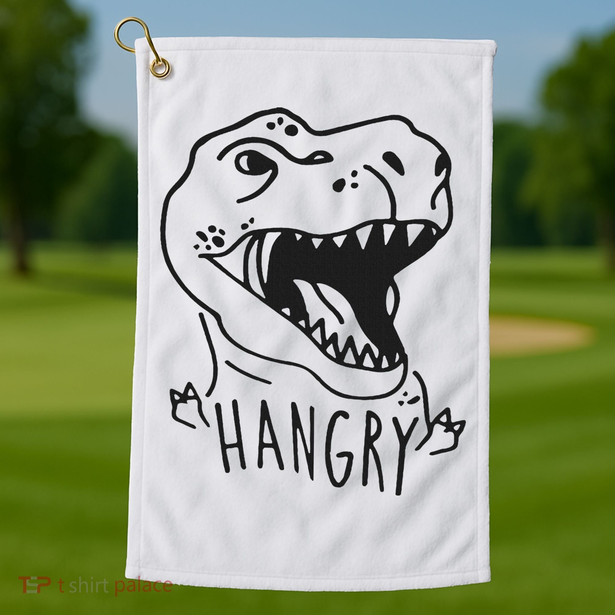 Funny Hangry T Rex Dinosaur Lover Gift Golf Towel