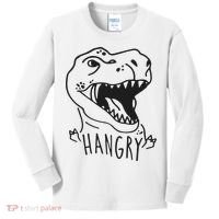 Funny Hangry T Rex Dinosaur Lover Gift Kids Long Sleeve Shirt thumb 0