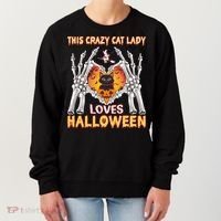 Funny Halloween This Crazy Cat Lady Loves Halloween Women's Sweatshirt thumb 0
