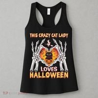 Funny Halloween This Crazy Cat Lady Loves Halloween Women's Tank Top thumb 3
