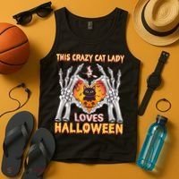Funny Halloween This Crazy Cat Lady Loves Halloween Tank Top thumb 4