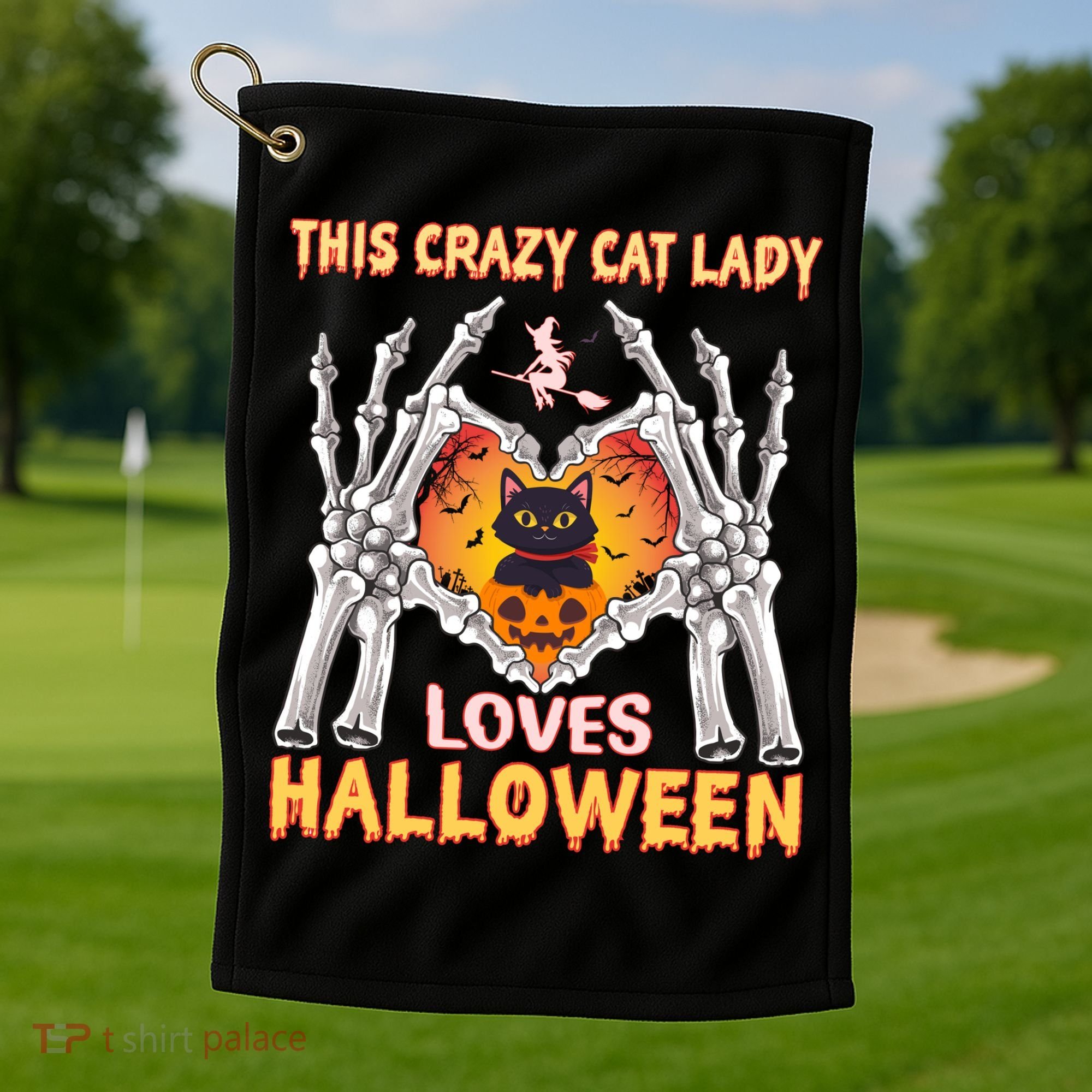 Funny Halloween This Crazy Cat Lady Loves Halloween Golf Towel