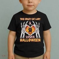 Funny Halloween This Crazy Cat Lady Loves Halloween Toddler T-Shirt thumb 2