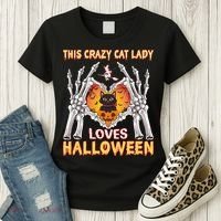 Funny Halloween This Crazy Cat Lady Loves Halloween Women's T-Shirt thumb 3