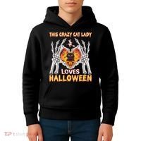 Funny Halloween This Crazy Cat Lady Loves Halloween Kids Hoodie thumb 4