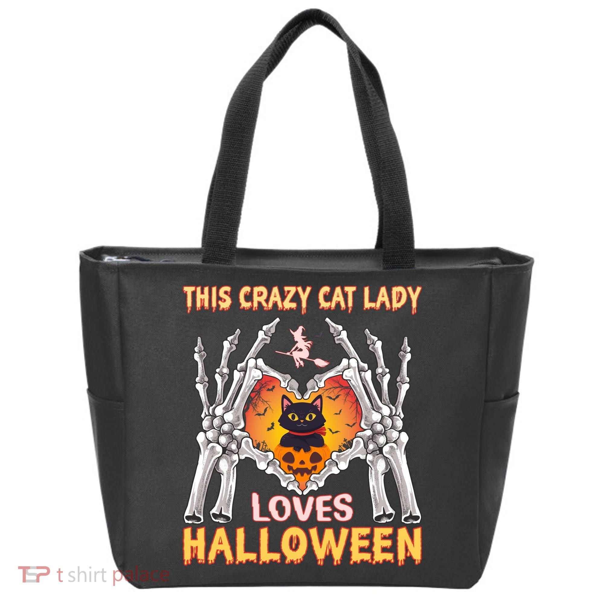 Funny Halloween This Crazy Cat Lady Loves Halloween Tote Bag