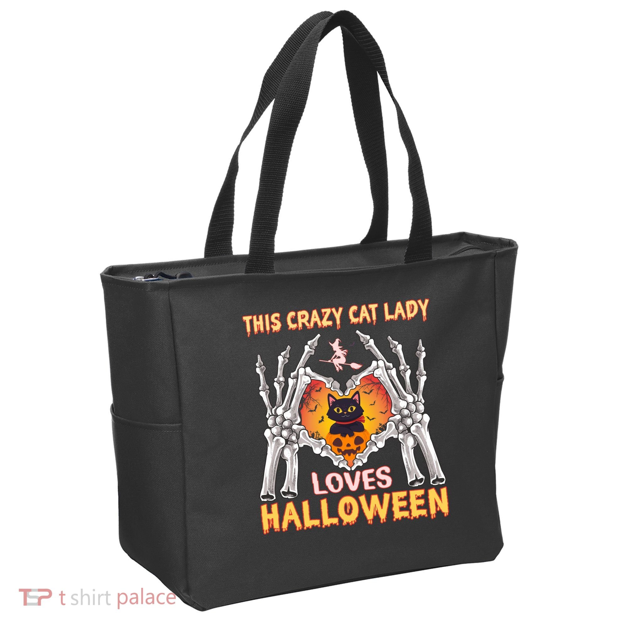 Funny Halloween This Crazy Cat Lady Loves Halloween Tote Bag