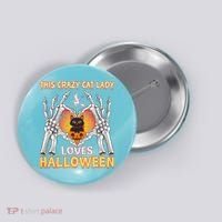 Funny Halloween This Crazy Cat Lady Loves Halloween Button thumb 0