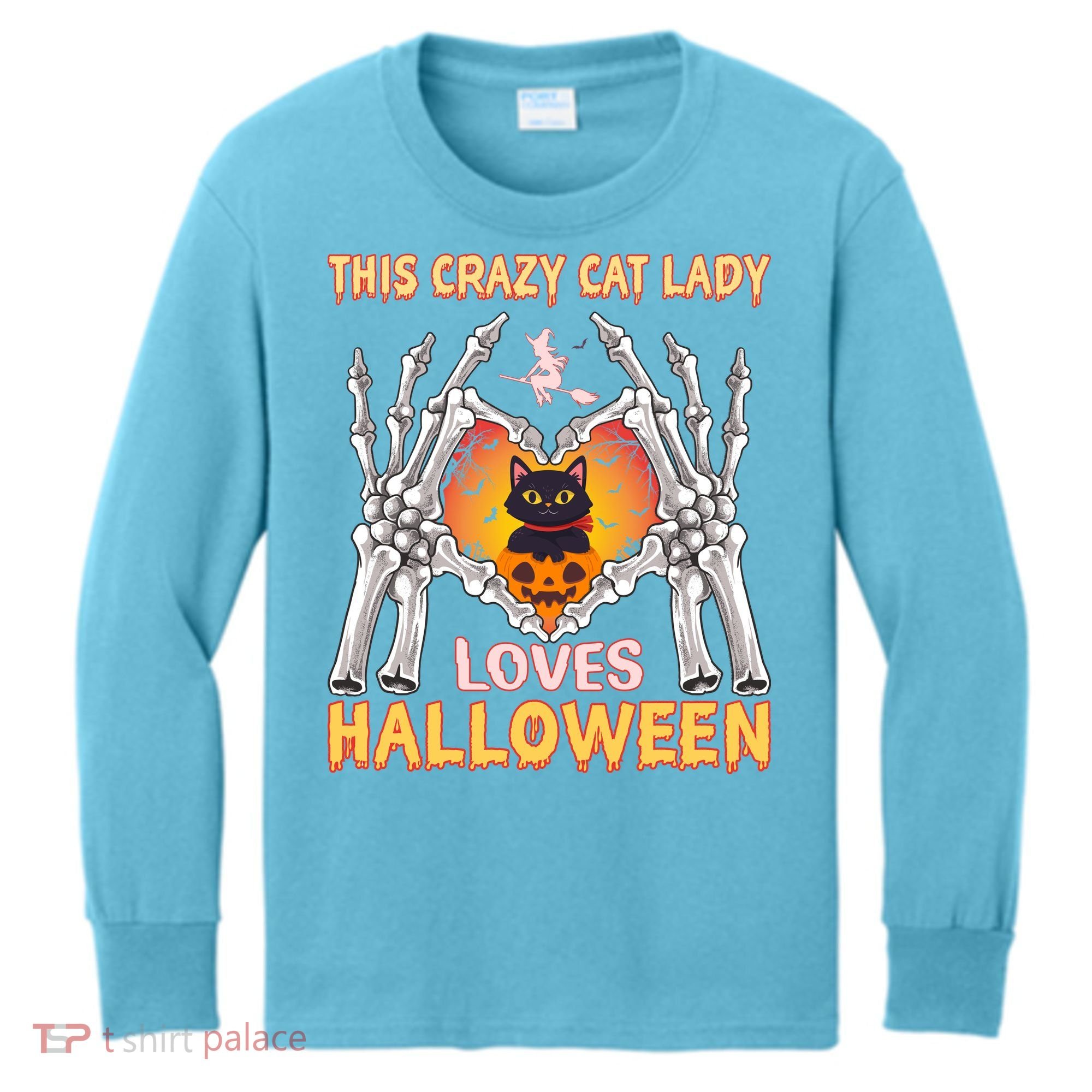 Funny Halloween This Crazy Cat Lady Loves Halloween Kids Long Sleeve Shirt