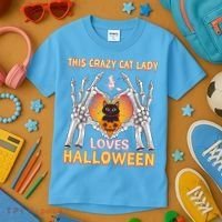 Funny Halloween This Crazy Cat Lady Loves Halloween Kids T-Shirt thumb 3