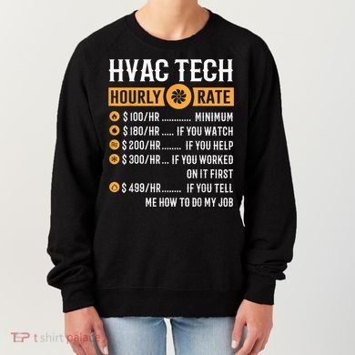 Funny HVAC Tech Gifts HVAC Tech Hourly Rate Women's Sweatshirt