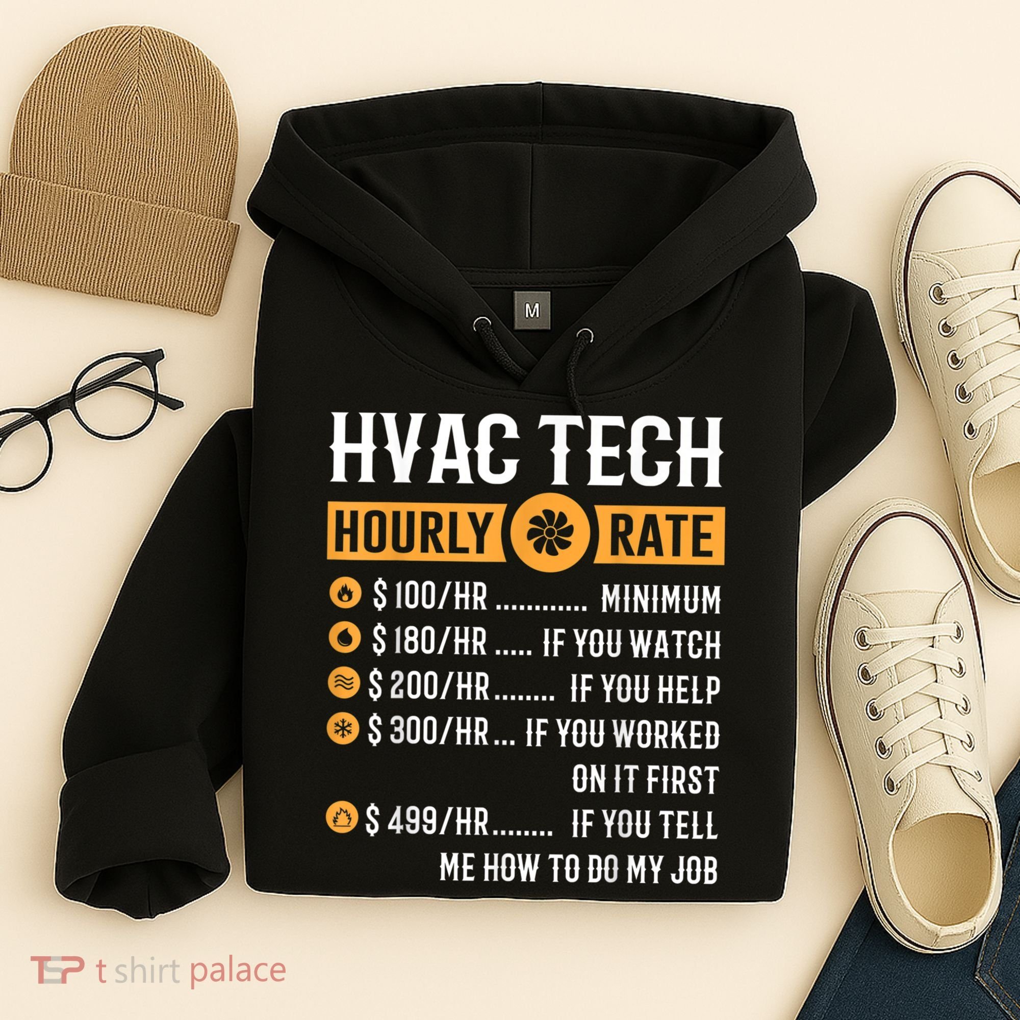 Funny HVAC Tech Gifts HVAC Tech Hourly Rate Hoodie