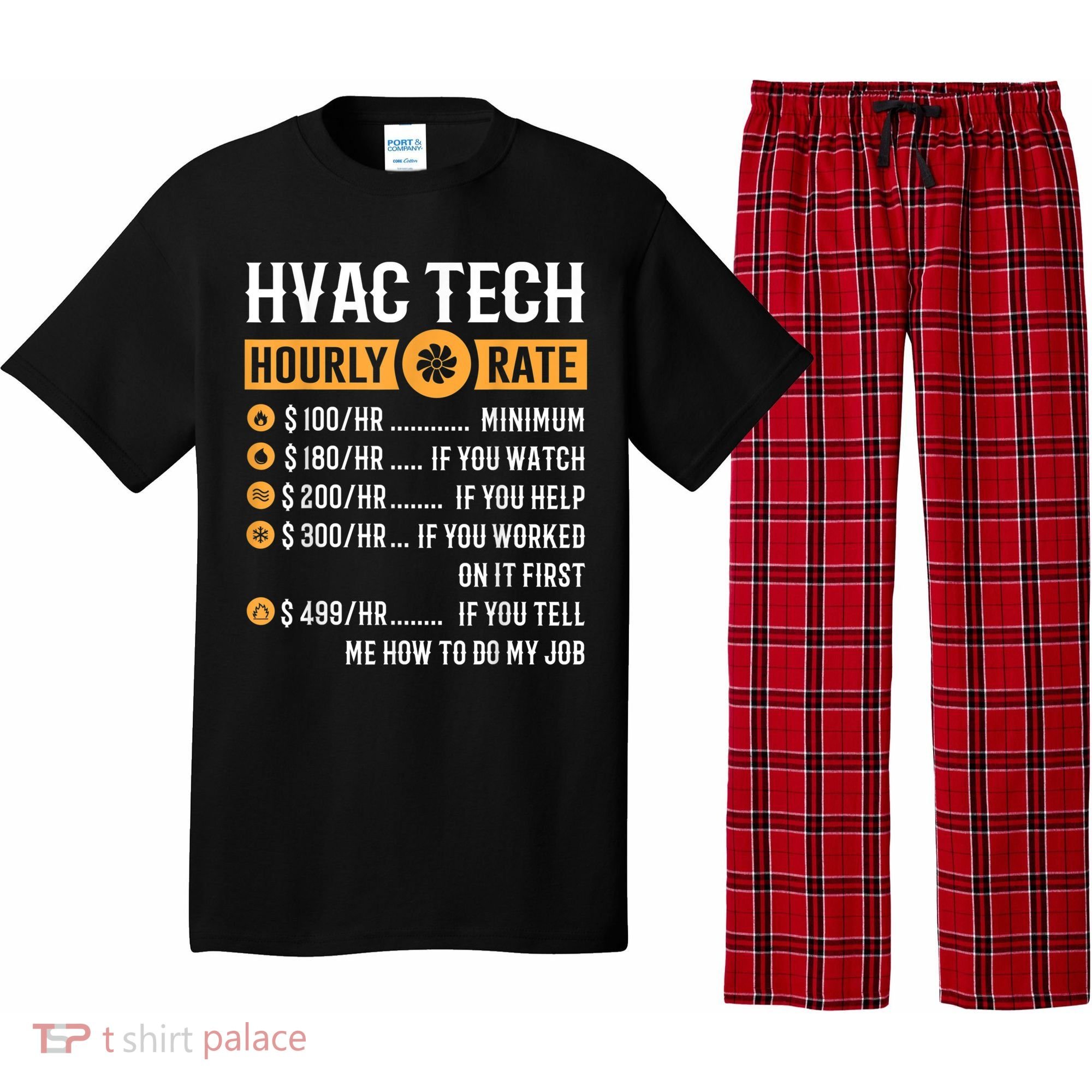 Funny HVAC Tech Gifts HVAC Tech Hourly Rate Pajama Set