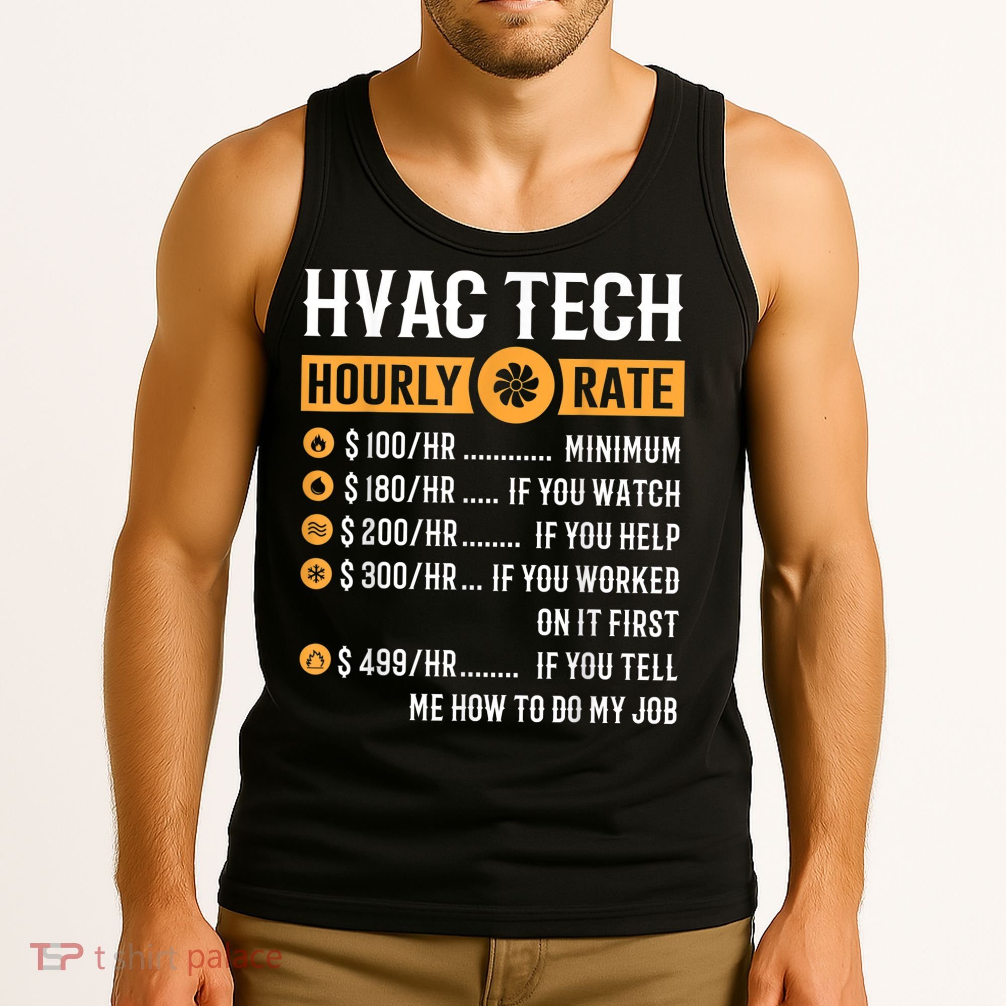 Funny HVAC Tech Gifts HVAC Tech Hourly Rate Tank Top