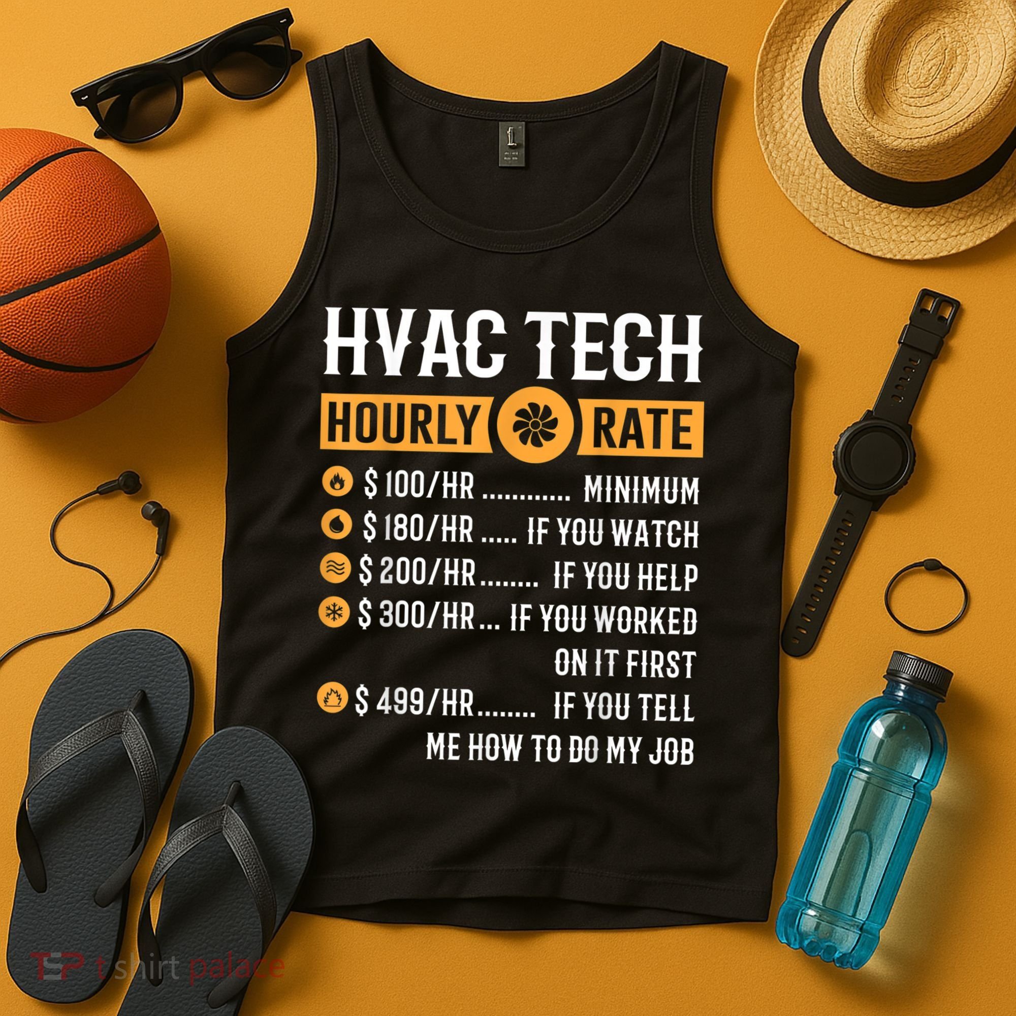 Funny HVAC Tech Gifts HVAC Tech Hourly Rate Tank Top
