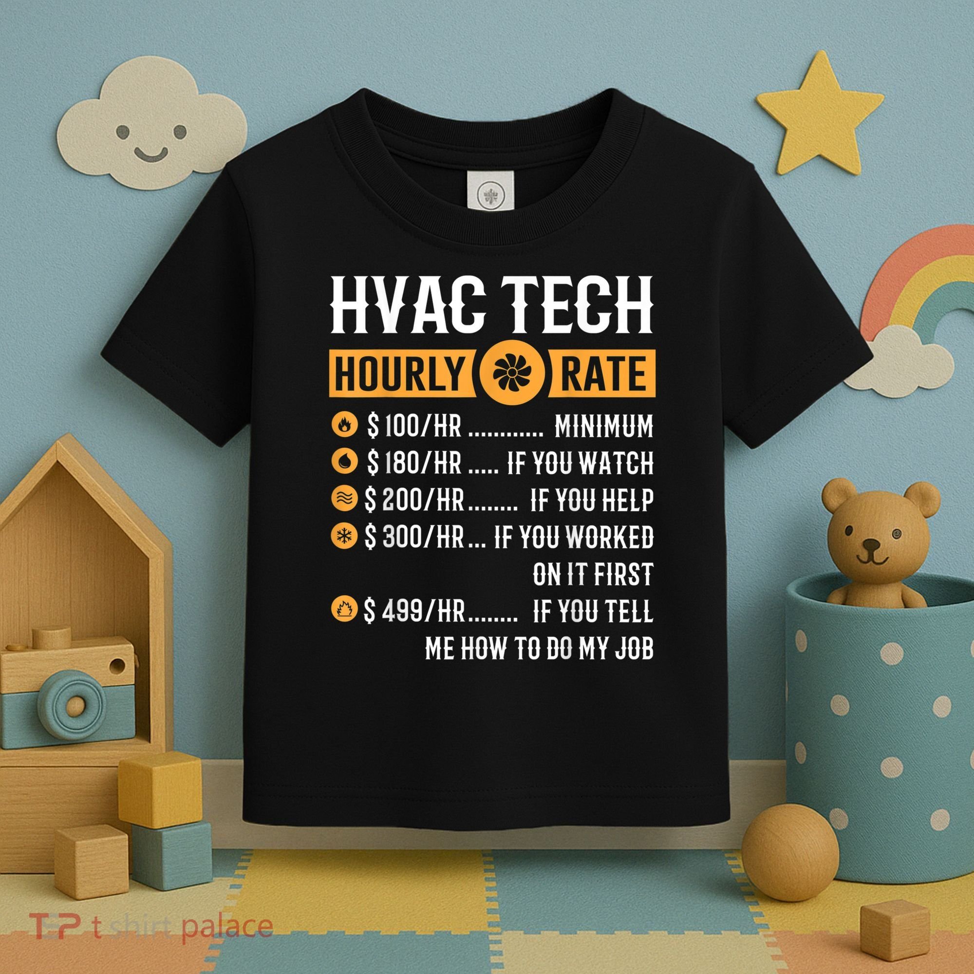 Funny HVAC Tech Gifts HVAC Tech Hourly Rate Toddler T-Shirt
