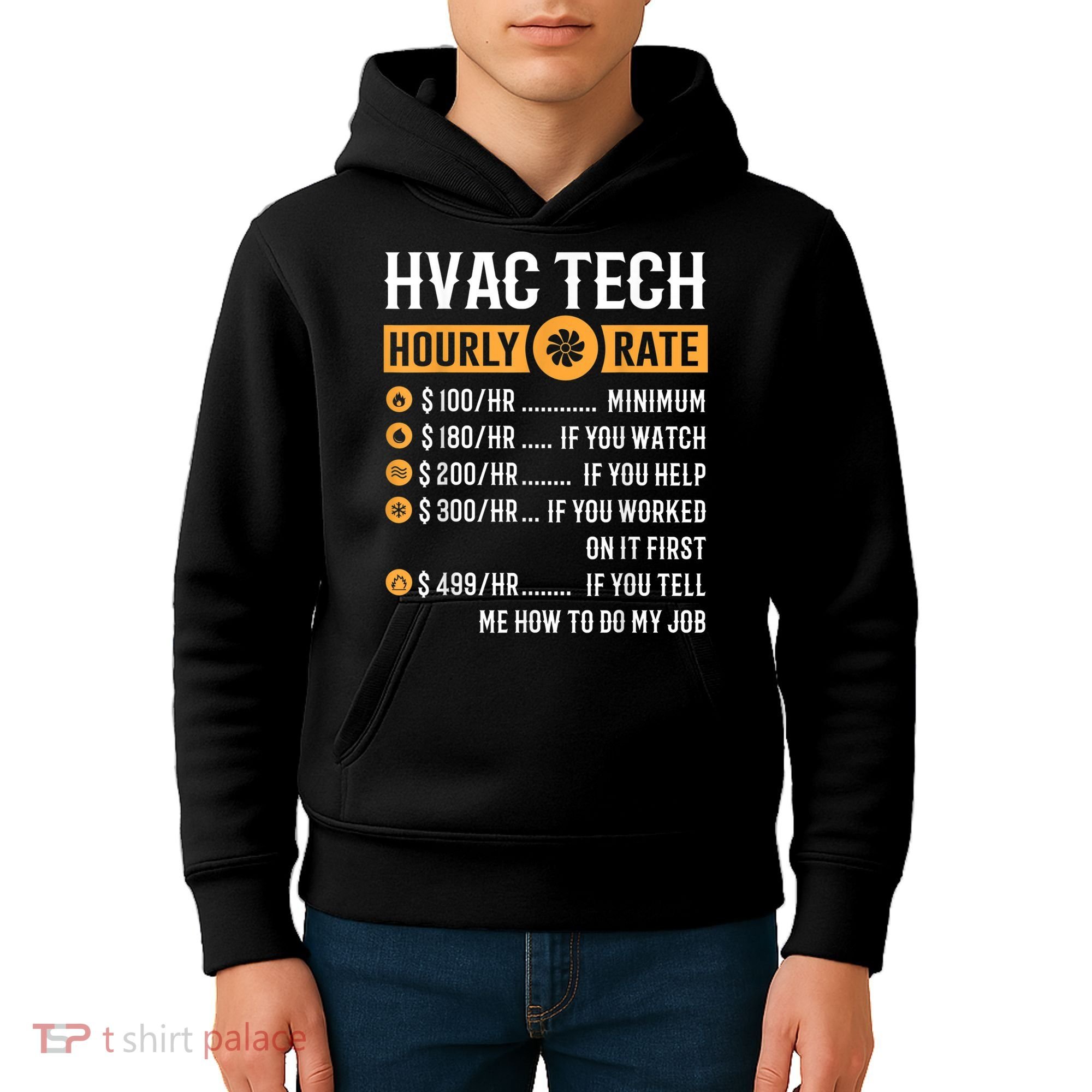 Funny HVAC Tech Gifts HVAC Tech Hourly Rate Kids Hoodie