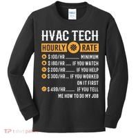Funny HVAC Tech Gifts HVAC Tech Hourly Rate Kids Long Sleeve Shirt thumb 0