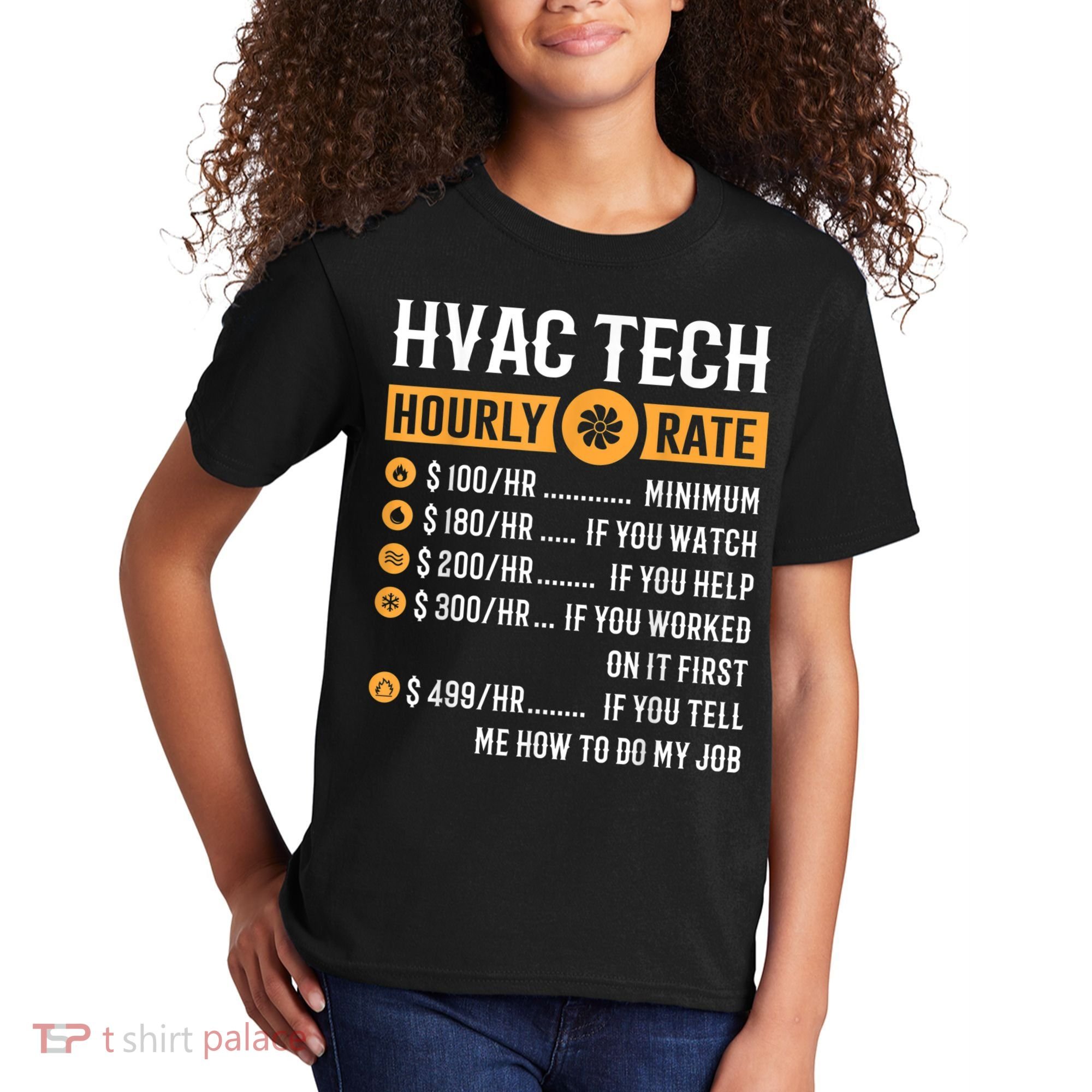 Funny HVAC Tech Gifts HVAC Tech Hourly Rate Kids T-Shirt
