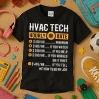 Funny HVAC Tech Gifts HVAC Tech Hourly Rate Kids T-Shirt thumb 3