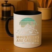 Funny Hiking Tee The Mountains Are Calling And I Must Go Coffee Mug thumb 4